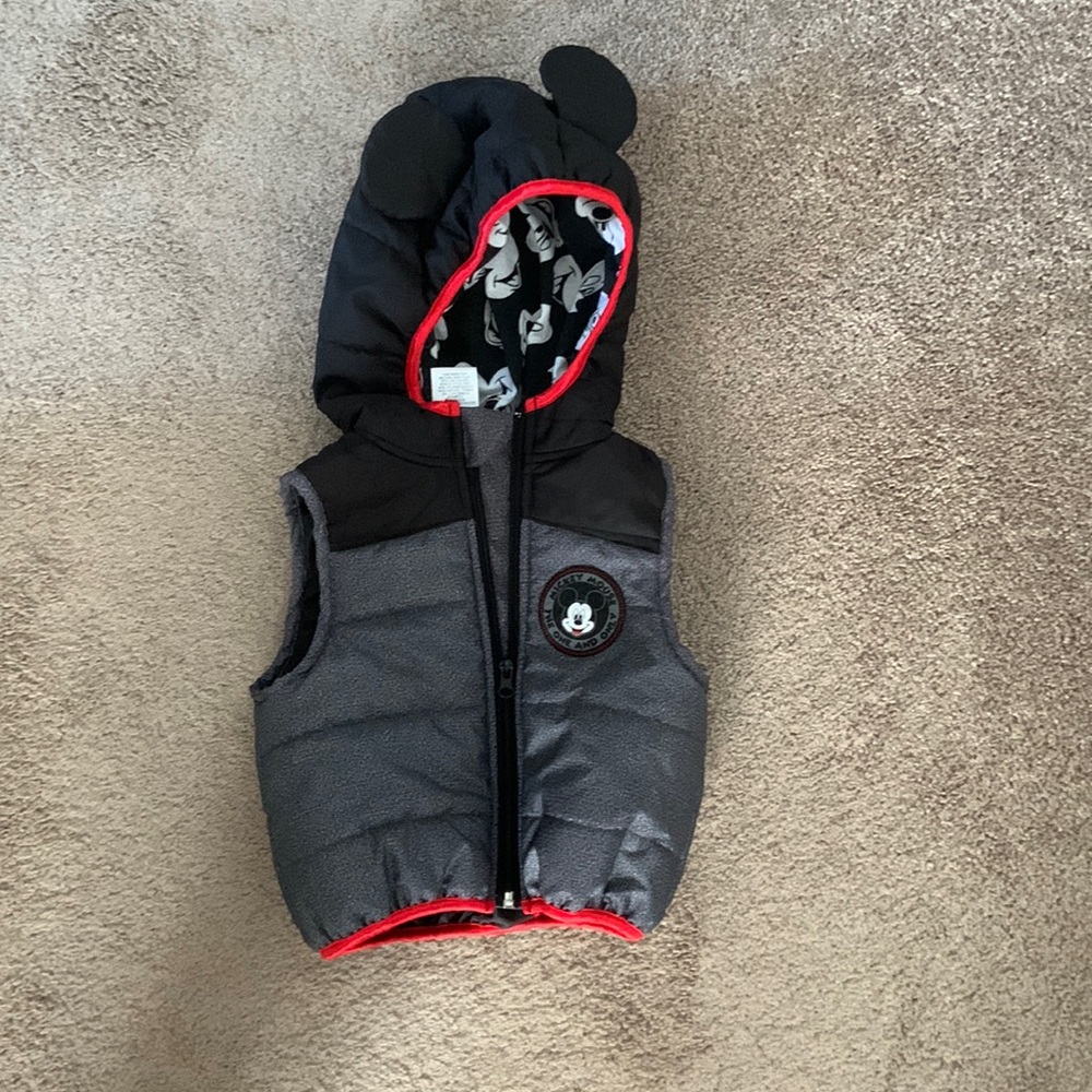 Toddler (2T) Mickey Mouse Vest with Hood and Mouse Ears